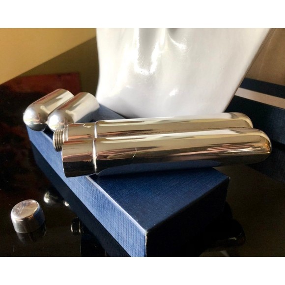Vintage Sheffield London Hallmarked Polished Pewter Combo Hip Flask Cigar Case - Picture 6 of 13